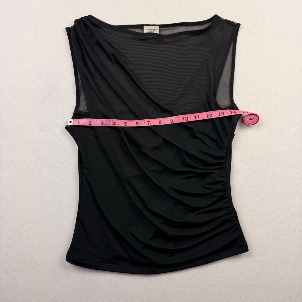 Abercrombie & Fitch Mesh Draped Slash Top | Black | Size M | Like New - Picture 5 of 7